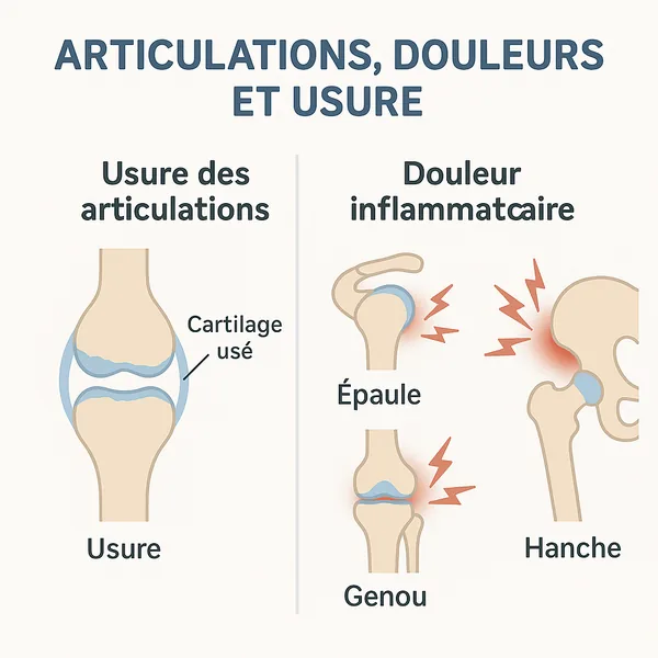 Articulations, douleurs et usure : usure des articulations et douleur inflammatoire dans les grandes articulations